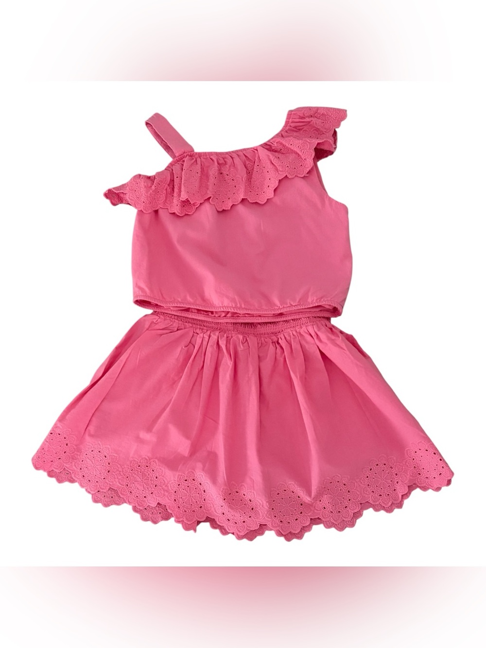 Paisley Lane Girls Pink Eyelet Ruffle A-Line Skort Elastic Waist Size 10